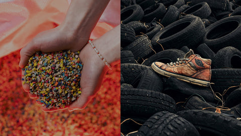 recycled rubber from shoes soles and tires