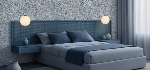 Bedroom wall covering with recycled rubber tiles